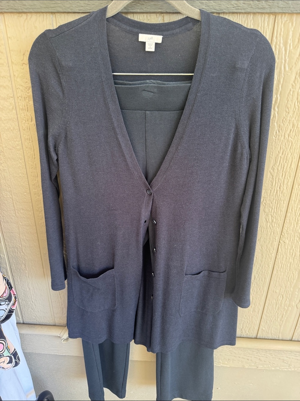 J Jill navy Lightweight V-Neck Cardigan and pant set